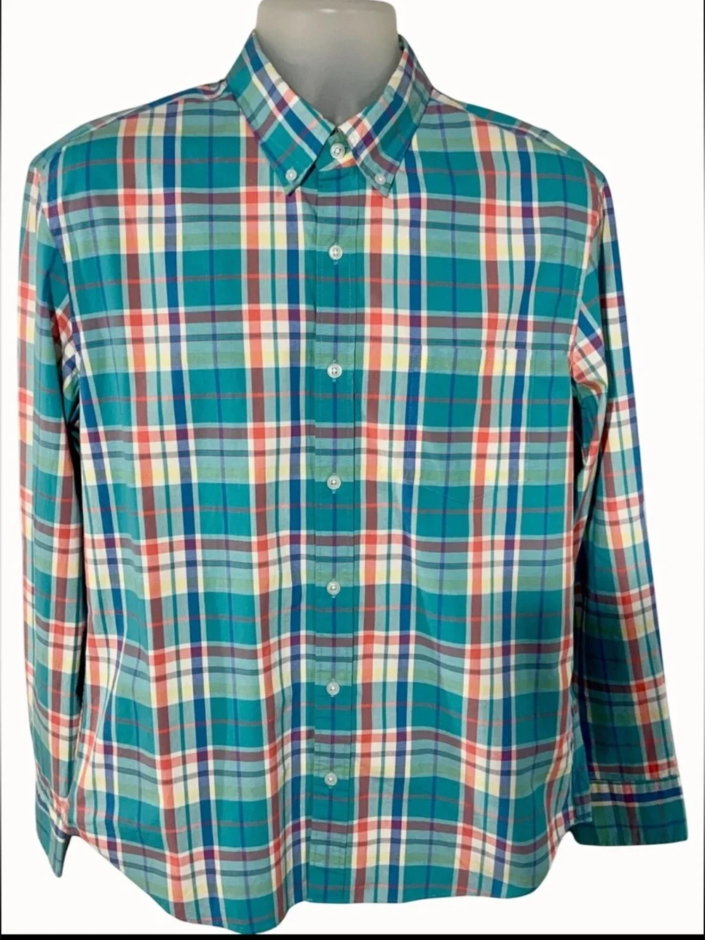 J. Crew Flex Washed Plaid Slim Untucked Shirt Button Down Long Sleeve Large